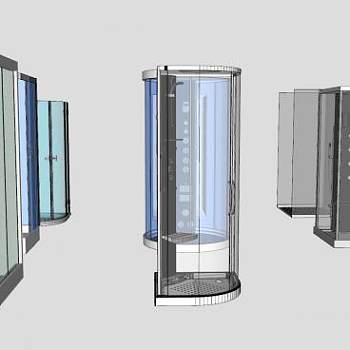 玻璃浴室间洗澡房淋浴间SU模型下载_sketchup草图大师SKP模型