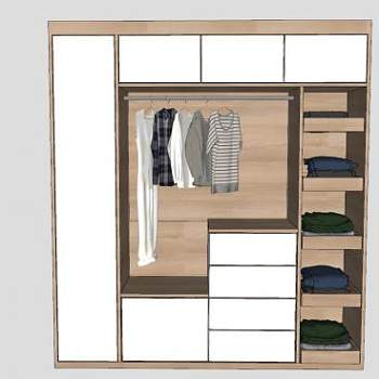 木制衣柜柜子家具SU模型下载_sketchup草图大师SKP模型