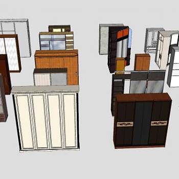 现代衣柜集合系列SU模型下载_sketchup草图大师SKP模型