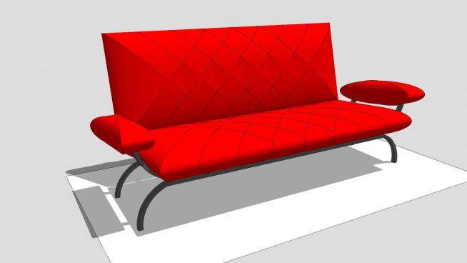 红色沙发SU模型下载_sketchup草图大师SKP模型