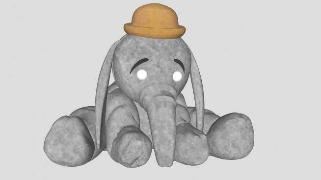 带帽子的布娃娃大象SU模型下载_sketchup草图大师SKP模型