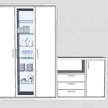 餐柜柜子家具SU模型下载_sketchup草图大师SKP模型