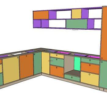 彩色橱柜SU模型下载_sketchup草图大师SKP模型