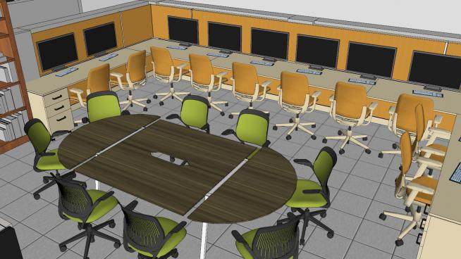 办公会议室室内空间设计SU模型下载_sketchup草图大师SKP模型
