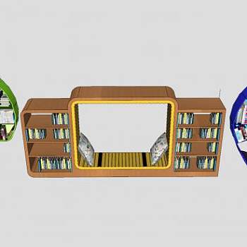 特色书架书柜SU模型下载_sketchup草图大师SKP模型