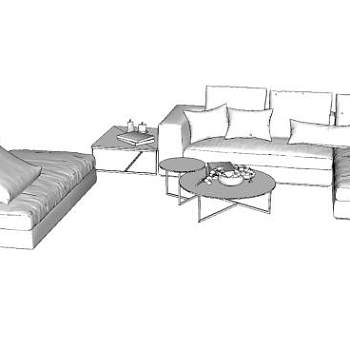 白模沙发家具SU模型下载_sketchup草图大师SKP模型