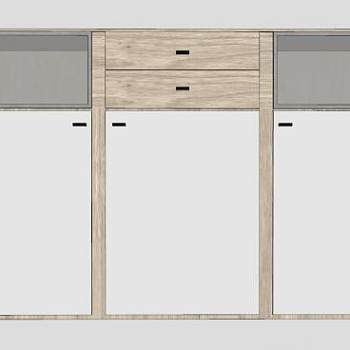 木制边桌柜SU模型下载_sketchup草图大师SKP模型