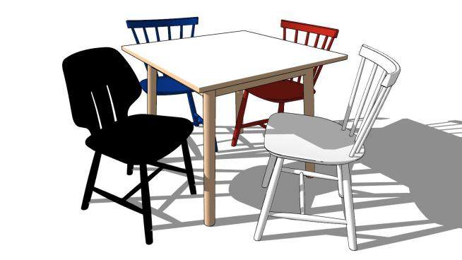 儿童桌子多色椅子SU模型下载_sketchup草图大师SKP模型