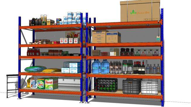 超市商品货架货物架置物架SU模型下载_sketchup草图大师SKP模型