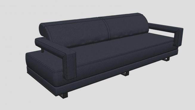现代造型直沙发家具SU模型下载_sketchup草图大师SKP模型