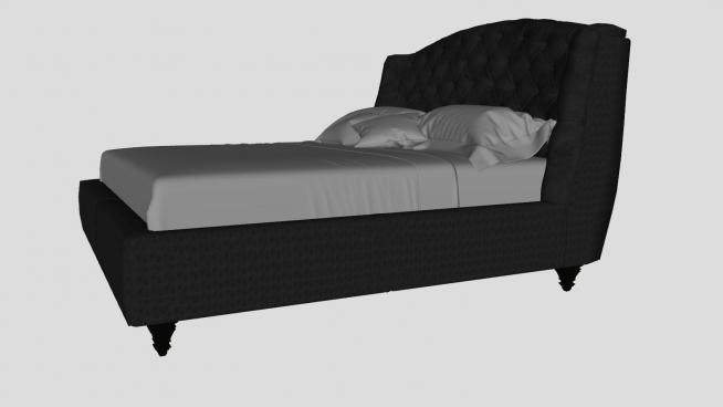 软包床头床铺床垫枕头SU模型下载_sketchup草图大师SKP模型