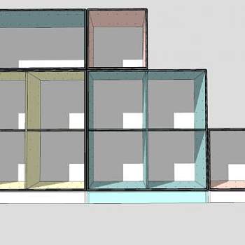 多色格子柜架SU模型下载_sketchup草图大师SKP模型