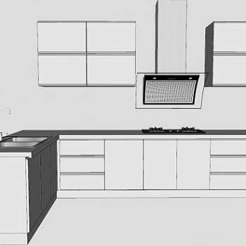 现代简约L型橱柜SU模型下载_sketchup草图大师SKP模型