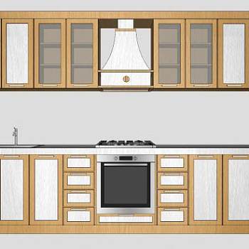 欧式厨房橱柜吊柜SU模型下载_sketchup草图大师SKP模型