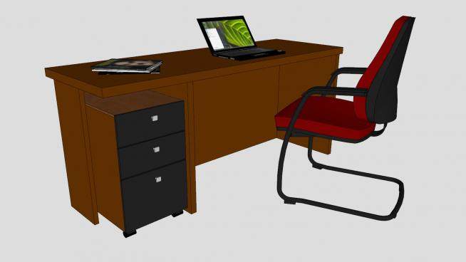 办公桌办公椅和笔记本SU模型下载_sketchup草图大师SKP模型
