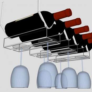洋酒高脚杯酒架SU模型下载_sketchup草图大师SKP模型