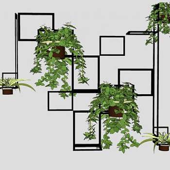 绿化植物墙花架SU模型下载_sketchup草图大师SKP模型