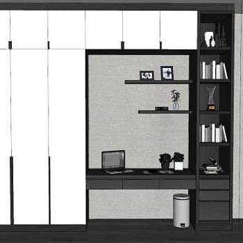 衣柜及书桌组合柜SU模型下载_sketchup草图大师SKP模型
