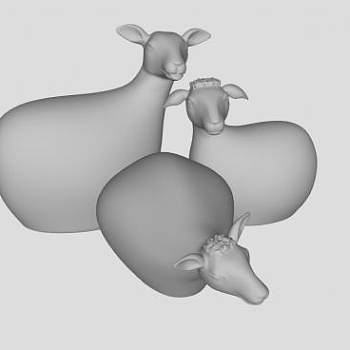 室内工艺品小绵羊摆件SU模型下载_sketchup草图大师SKP模型