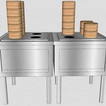 小笼包蒸饺的包子蒸炉蒸锅SU模型下载_sketchup草图大师SKP模型