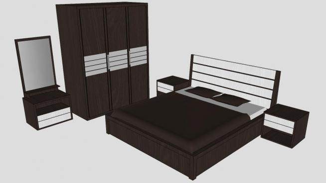 房间卧室家具整套SU模型下载_sketchup草图大师SKP模型