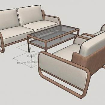 小型家用沙发茶几SU模型下载_sketchup草图大师SKP模型