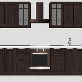木制厨房橱柜吊柜SU模型下载_sketchup草图大师SKP模型