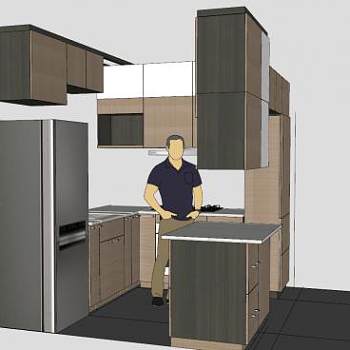 小空间厨房橱柜SU模型下载_sketchup草图大师SKP模型