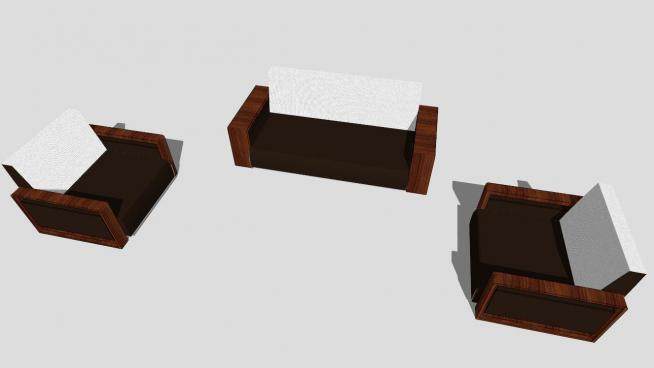 中式简约木质组合沙发SU模型下载_sketchup草图大师SKP模型