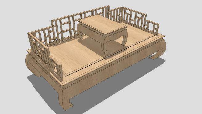 古典中式双人沙发SU模型下载_sketchup草图大师SKP模型