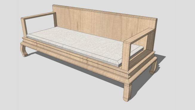 现代中式木质三人沙发SU模型下载_sketchup草图大师SKP模型