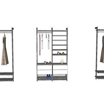 开放式衣柜和衣服SU模型下载_sketchup草图大师SKP模型