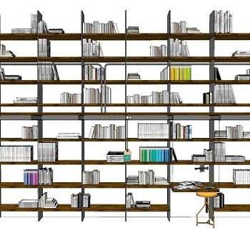 带爬梯的书架SU模型下载_sketchup草图大师SKP模型