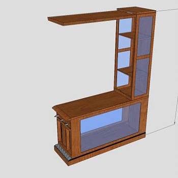 酒柜连体吧台SU模型下载_sketchup草图大师SKP模型