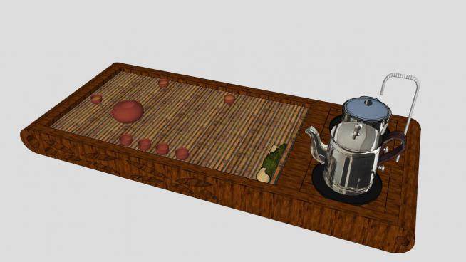 现代中式实木茶具SU模型下载_sketchup草图大师SKP模型