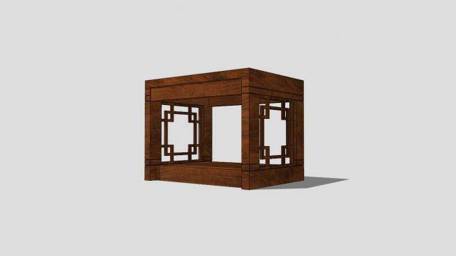 中式古典实木床床头柜下载_sketchup草图大师SKP模型