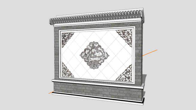 新中式古代古典景墙sketchup模型下载_sketchup草图大师SKP模型