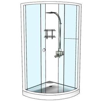 墙角淋浴隔断SU模型下载_sketchup草图大师SKP模型