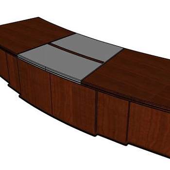 大班台老板办公桌SU模型下载_sketchup草图大师SKP模型
