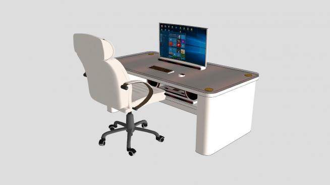 现代办公桌电脑桌旋转椅SU模型下载_sketchup草图大师SKP模型
