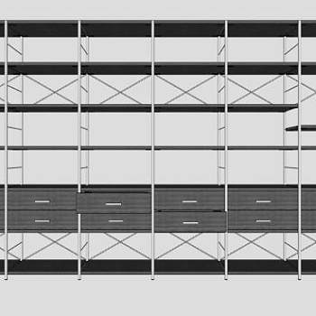 带爬梯和抽屉的书架SU模型下载_sketchup草图大师SKP模型