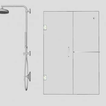 花洒和淋浴隔断SU模型下载_sketchup草图大师SKP模型