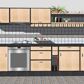 室内厨房橱柜SU模型下载_sketchup草图大师SKP模型