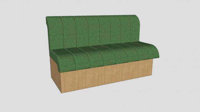 绿色木质卡座沙发SU模型下载_sketchup草图大师SKP模型