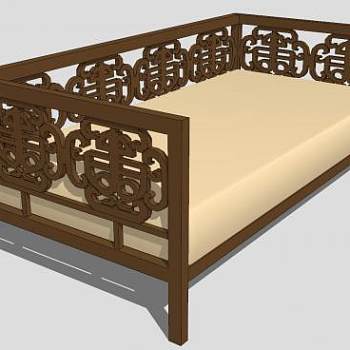 中式卧榻沙发家具SU模型下载_sketchup草图大师SKP模型