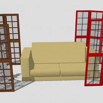 落地海湾窗和沙发SU模型下载_sketchup草图大师SKP模型