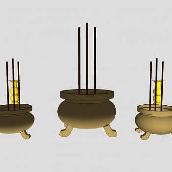 香炉陈设摆件SU模型下载_sketchup草图大师SKP模型