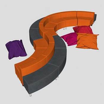 现代S型沙发SU模型下载_sketchup草图大师SKP模型