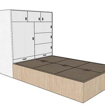 日式家具榻榻米衣柜一体组合SU模型下载_sketchup草图大师SKP模型