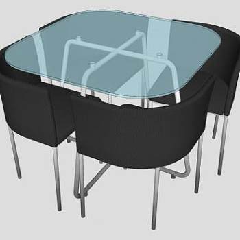 简放型餐桌椅洽谈桌椅SU模型下载_sketchup草图大师SKP模型